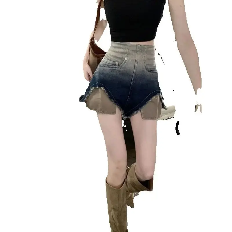 High-Waisted Denim Shorts Women Loose Versatile 2025 Spring And Summer New Thin Wide-Leg Hot Girl Slim A-Line Casual Niche Pants