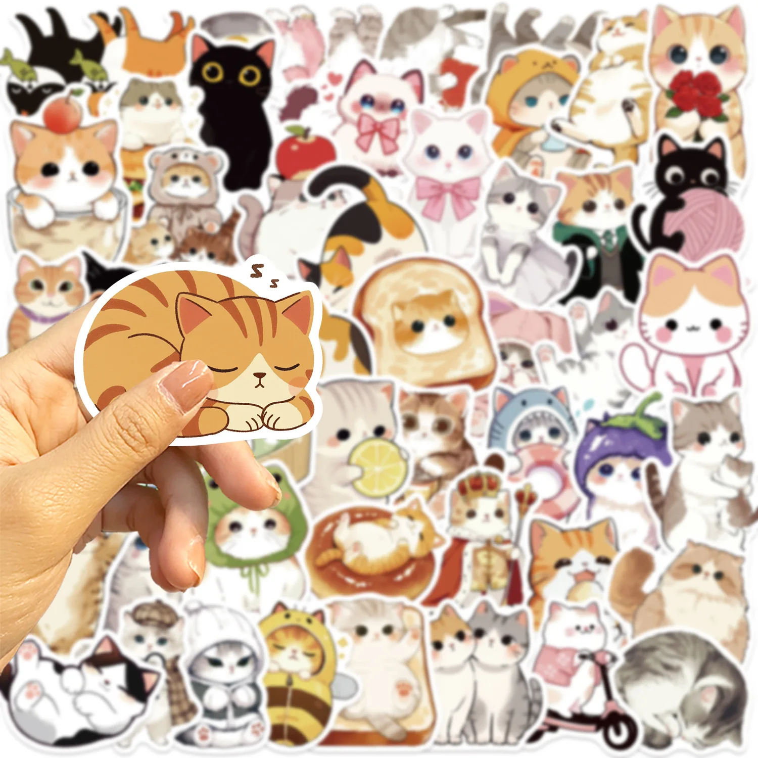 

50PCS Cartoon Cat Graffiti Stickers Decorative Mobile Phone Case Suitcase Notebook DIY Waterproof Decals Kids Toys Gifts Sticker