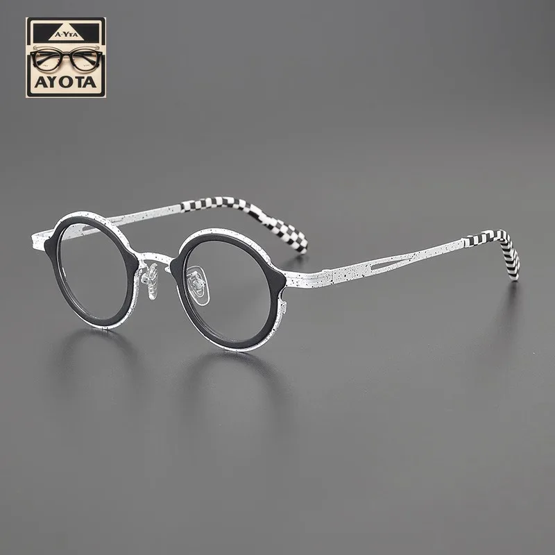 Composite Plate Titanium Round Plate Glasses Frame Men and Women Can Be Matched with Myopia Anti-blue Photochromic Eyewear