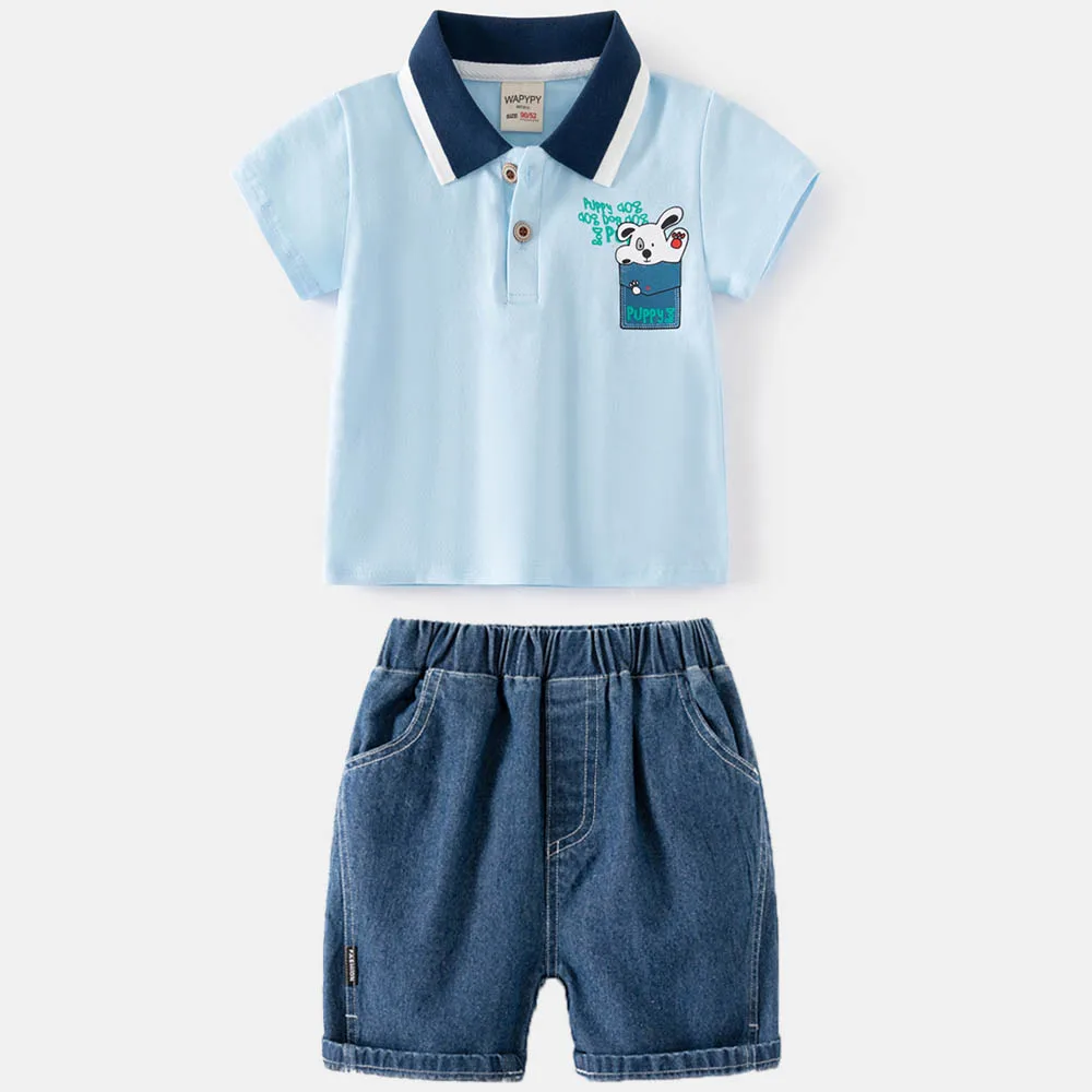 1 2 3 4 5 6 7 anni ragazzi Polo abbigliamento estate manica corta Polo magliette set di abbigliamento per bambini abbigliamento moda per bambini set