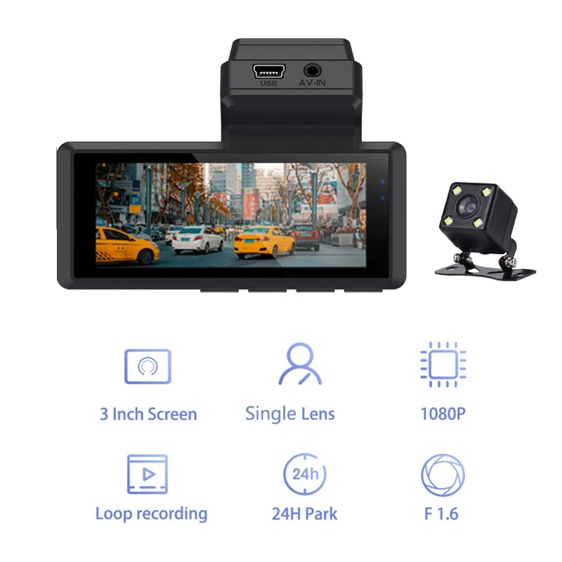 3 Inch Car DVR 1080P HD Dual Lens Dash Camera Night Vision G-Sensor Parking Camera 170° Wide Angle Driving Recorder