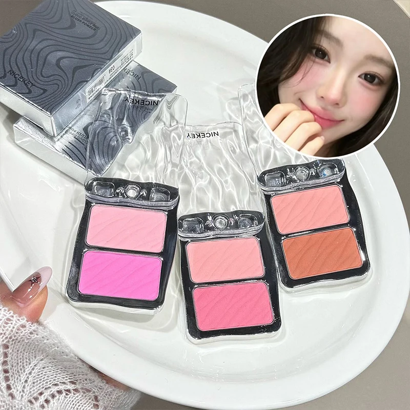 NICEKEY Face Blush Cream Nude Pink Makeup Natural Smudge Blush Palette Cheek Tint Highlighter Eye Shadow Blusher Korean Cosmetic