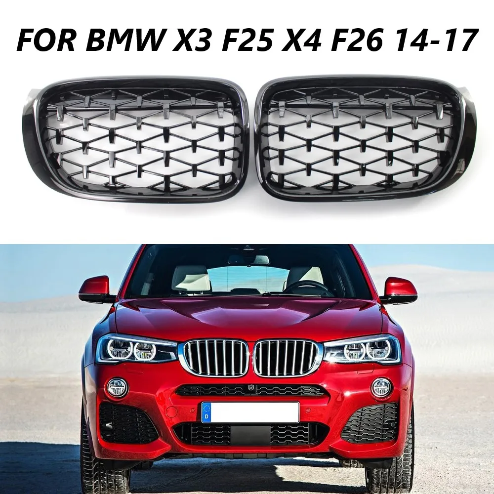 

51137367422 For BMW F26 X4 F25 LCI X3 Facelift 2014-2018 Car Style Gloss Black Diamond Kidney Grilles Meteor Style Front Bumper