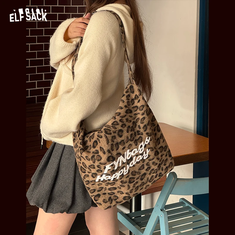 

ELFSACK Y2K Casual Leopard Print Letter Graphic Crossbody Bag For Women