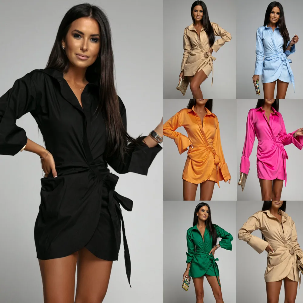 Long Sleeve Lace Elegant Skinny Office Lady Mini Dress For Women Sexy Deep V-neck Black Package Hip Bodycon Dresses Casual Robe
