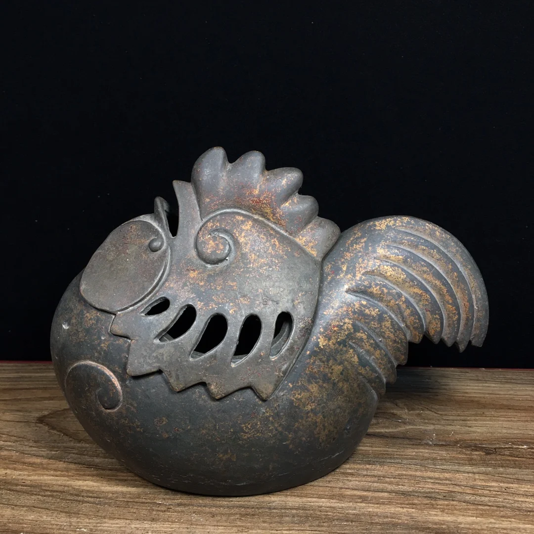 

Pure copper chicken incense burner ornament Length 18cm, width 10cm, height 13.5cm, weight 935 grams