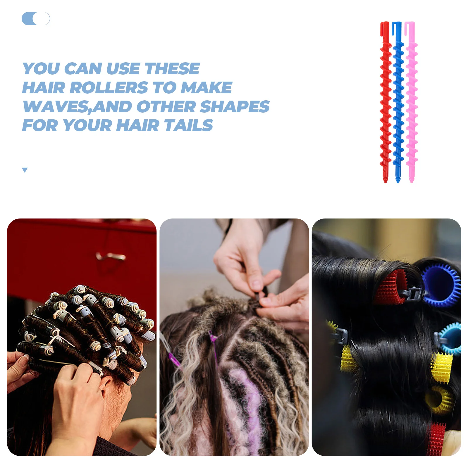 

20pcs Spiral Perm Rods Heatless Curlers for Long Hair Wool Roll Plastic DIY Hair Styling Tools Spiral Curls Kit