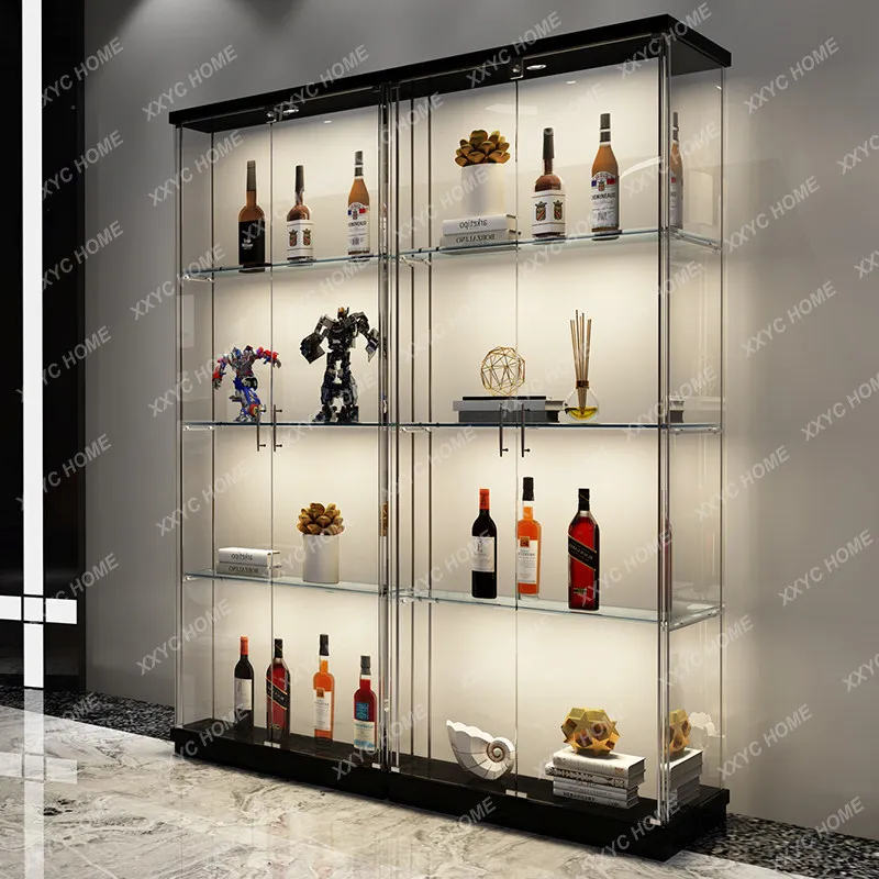 Modern minimalist wine bottle figurine display cabinet for home living room or commercial use