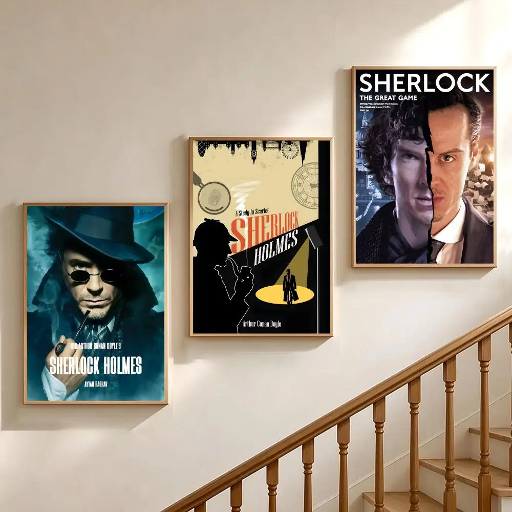 Pattern Sherlock Holmes Poster Poster HD Printing Soothing And Cream Style Home Decor For The Living Room Cafes Gift