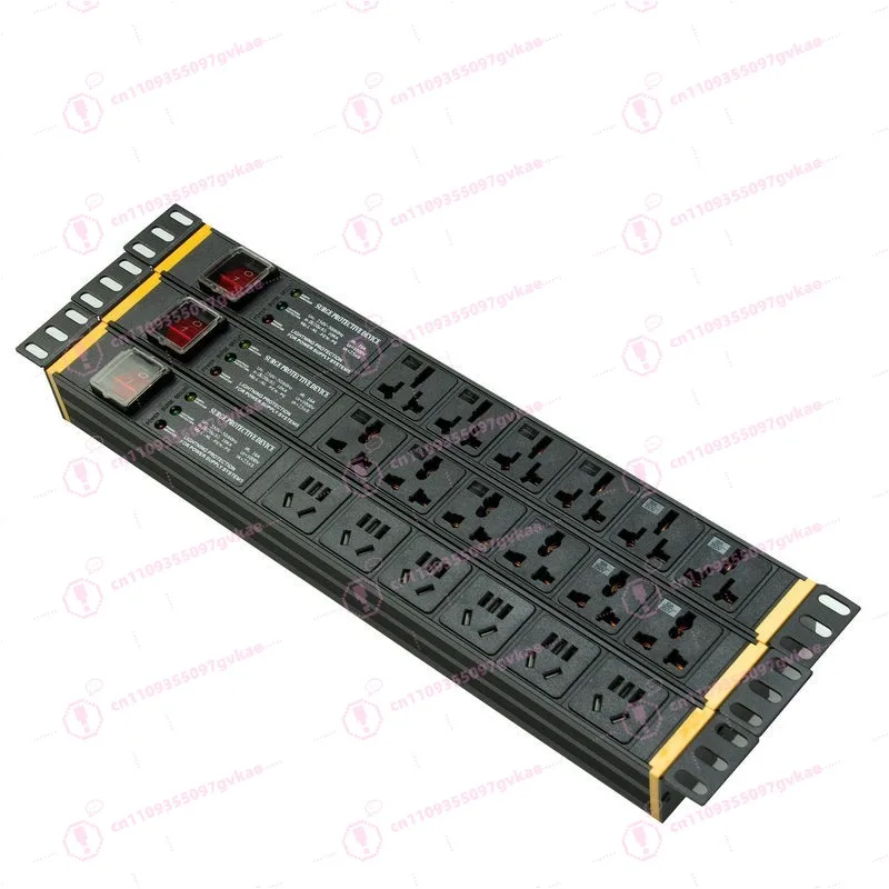 6 Way PDU Power Strip Surge Protection 3 Indicator Lights Cabinet Chassis Power Socket Plug Board