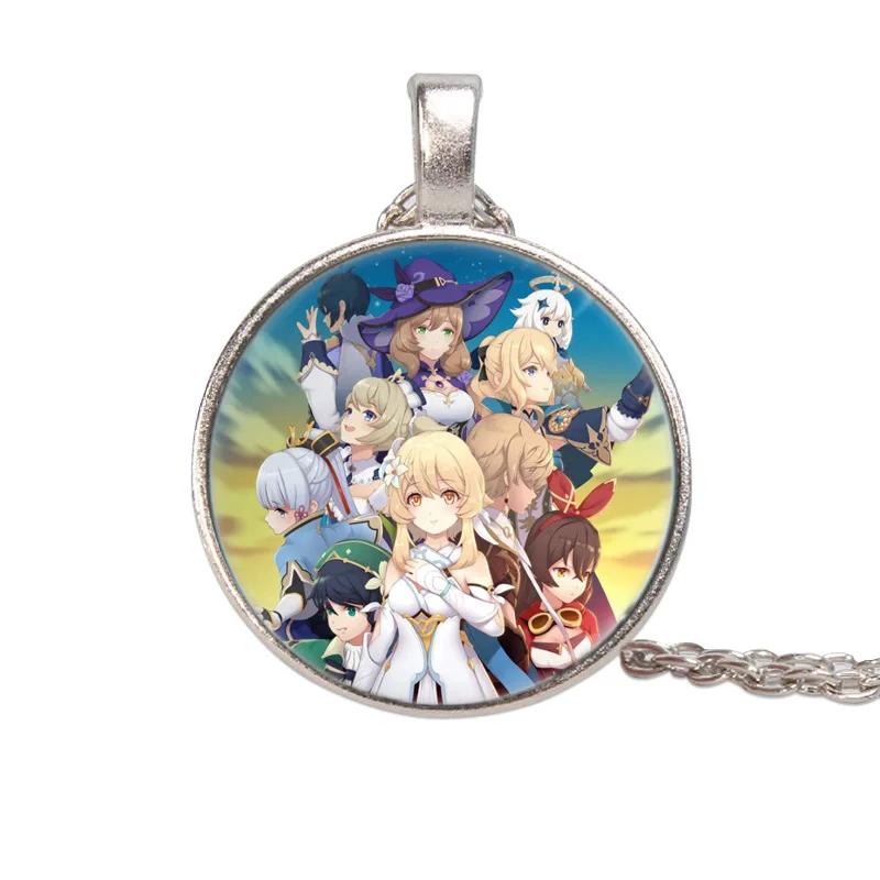 Anime Genshin Impact Zhongli Morax Klee Yae Miko Keqing Kamisato Ayaka Barbatos Ganyu Necklaces Pendants Cos Accessories Figure