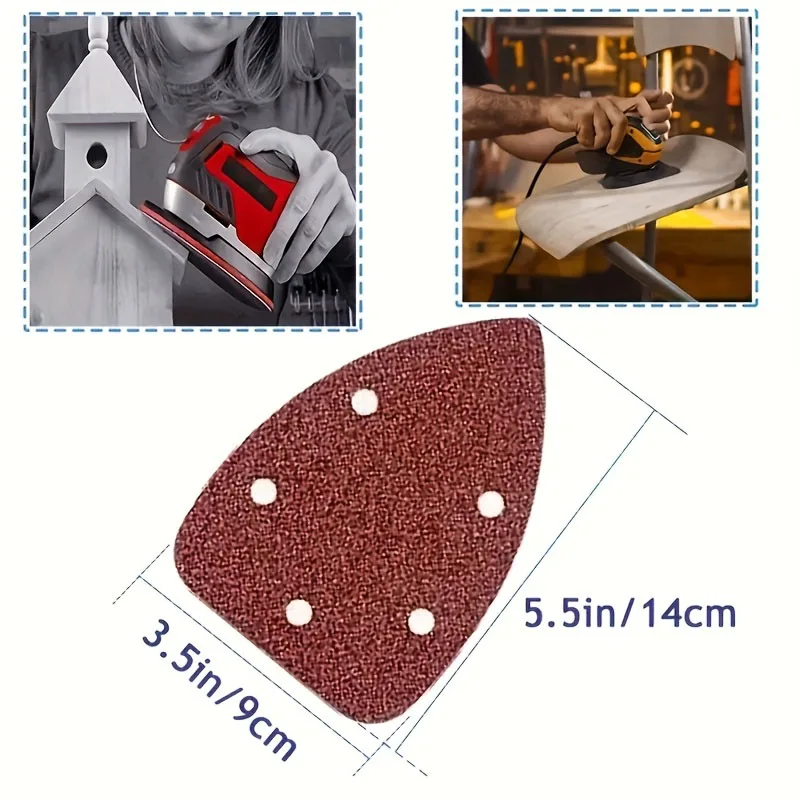 60Pcs Assorted Triangle Mouse Sander Sandpaper Pads 60‑320 Grit Hook Loop Sanding Sheets for Detail Palm Sander Woodworking