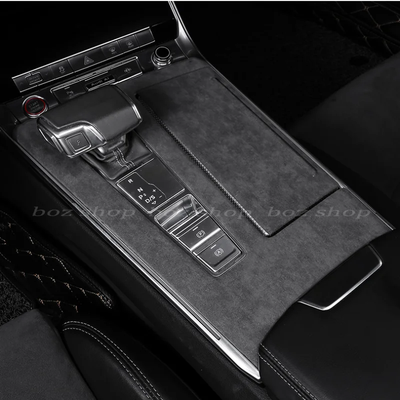 For Audi New A6L 2019-2024 Interior Flip Fur Gear Handle Cover Center Console Decorative Sticker Modified Automotive Supplies