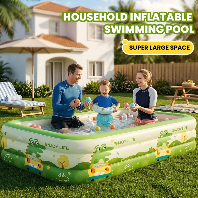 1.5/1.8/2.1/2.6M Large Inflatable Swimming Household Thick-walled Family Pool Outdoor Water Play Kid Toy Portable Garden Game