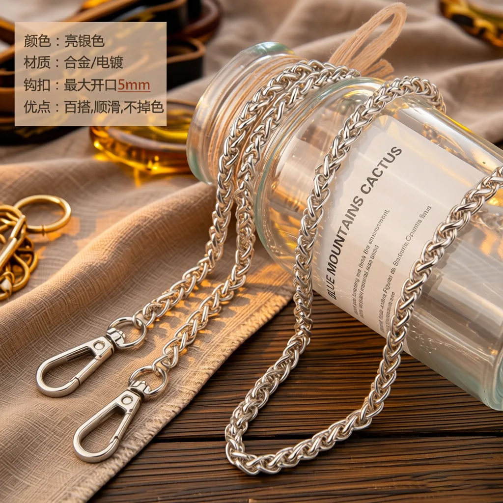 Geldbörsen-Kettenriemen, Ersatz-Taschenriemen, DIY-Handtaschen-Metallkette, Schultertasche, 60 cm/23,6 Zoll, 90 cm/35,4 Zoll, 120 cm/47,2 Zoll – Detail 2
