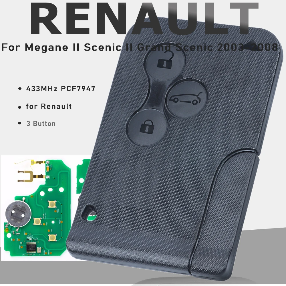 

KEYECU 3-кнопочный удаленный ключ смарт-ключ для Renault Megane II Scenic II Grand Scenic 2003-2008 433 МГц PCF7947 ID46 чип