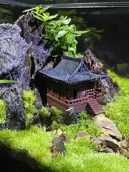 Chinese Style Ancient Architecture Model, Zen House Shape, 3D Printing Fish Tank, Micro Landscape, Study Decoration, 231218