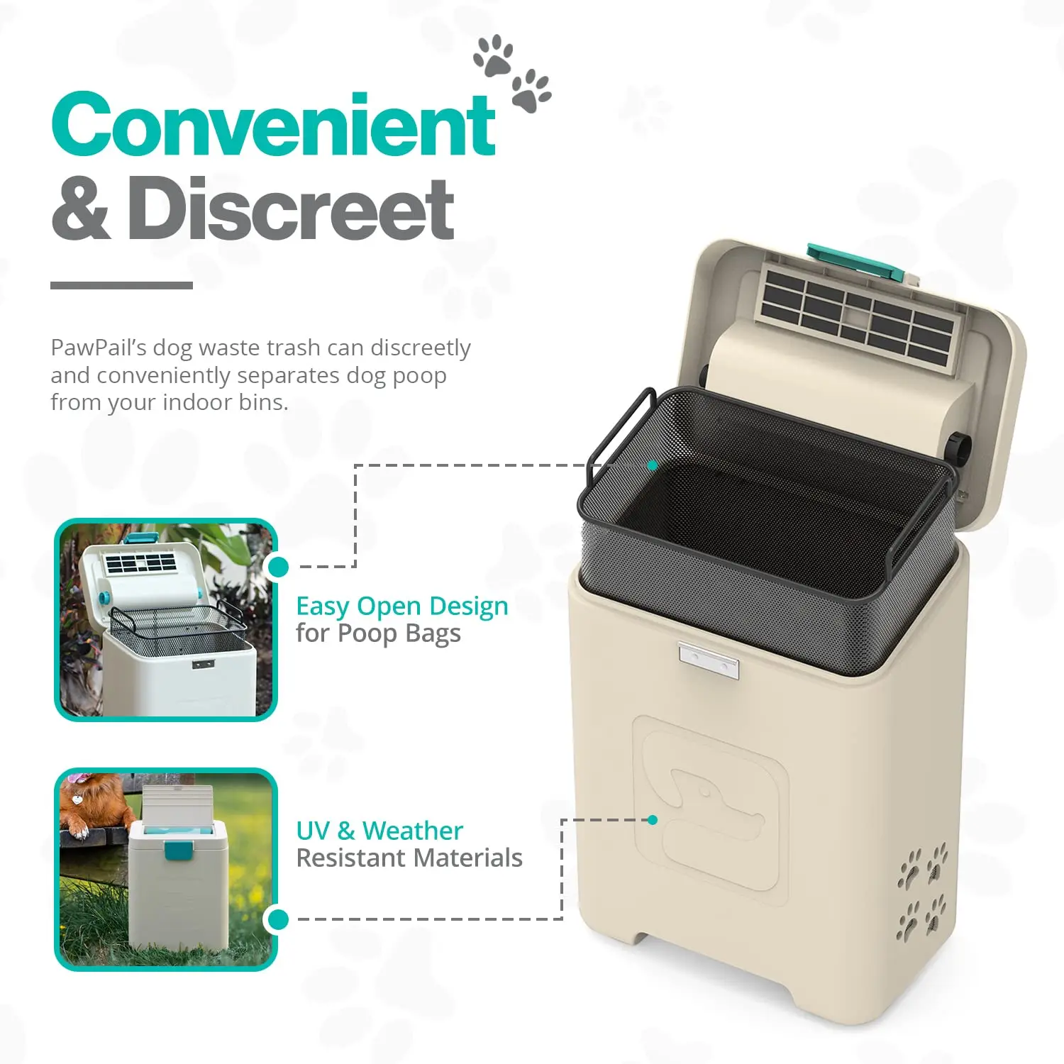 

Pet Waste Station, Heavy Duty Outdoor Dog Poop Trash Can with Carbon Air Filter & DualVent Odor Control, UV & Weather Resistant