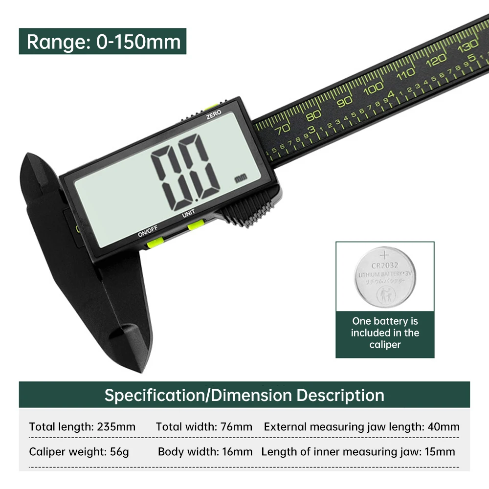 0-150 مللي متر LCD الرقمية الإلكترونية الورنية الفرجار أدوات التفتيش وظيفة قياس أدوات تحليل القياس #2