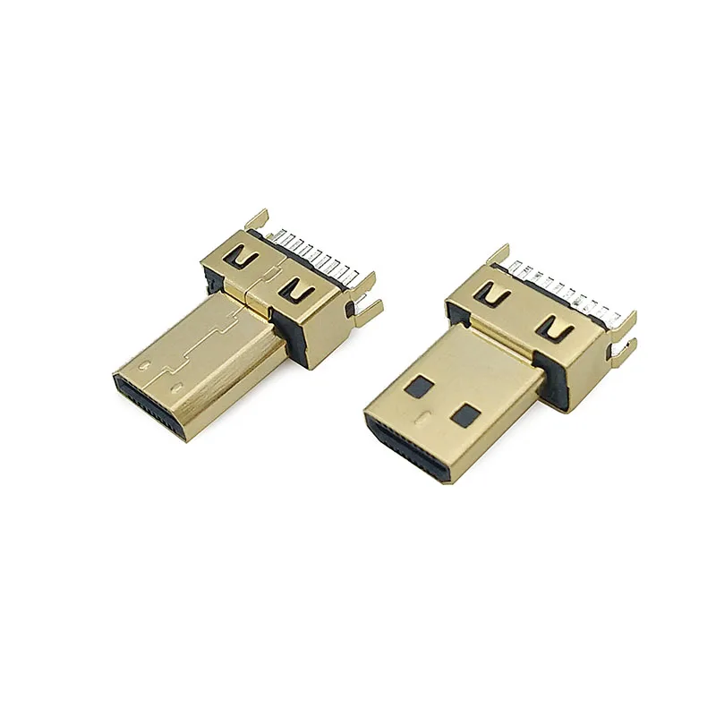 20 Stück Micro-HDMI-Stecker Stecker D-Typ 19-polig 19p Schiene vergoldet