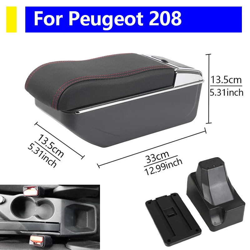 

Автозапчасти для Peugeot 208, ящик для хранения на центральной консоли, подлокотник, принадлежности для автомобиля, 2019-2024, аксессуары для салона автомобиля