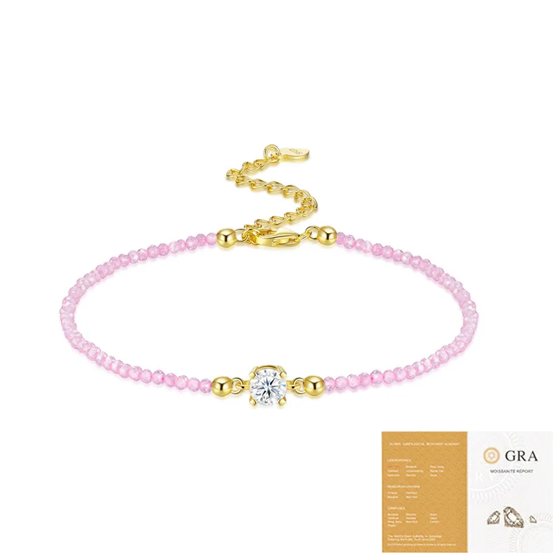 

925 silver moissani diamond women's bead bracelet, non fading, non allergic, holiday gift