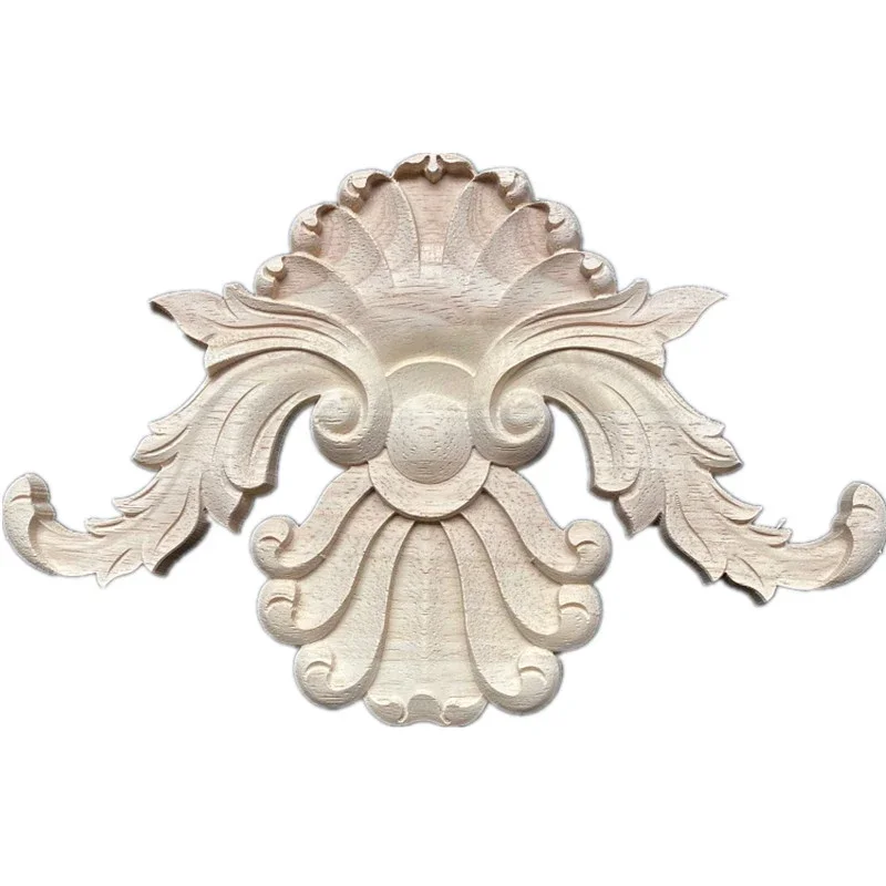28cm European Wooden Door Flower Solid Wood Applique Carved Vintage Home Decoration Maison Accessories Figurines Miniatures