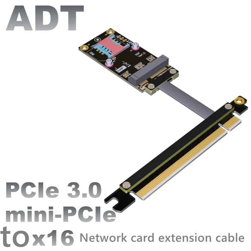 

PCIe x16 extension cable is transferred to mini PCIe wireless network card mpcie flat cable Speed bandwidth:PCIe3.0x1 gen3 8Gbps