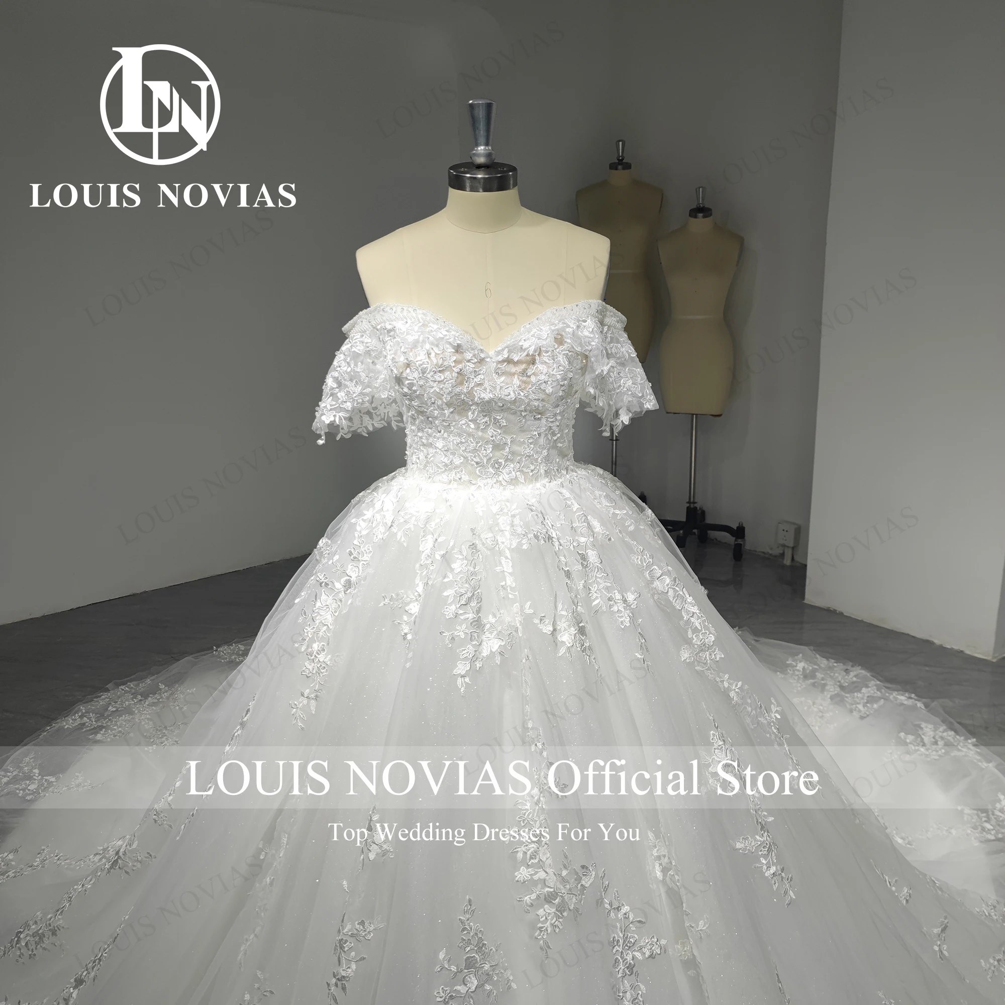 Louis novias vestido de baile vestidos de casamento para mulheres miçangas apliques fora do ombro vestido de casamento 100% foto real vestidos de novia