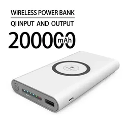 双方向ワイヤレスパワーバンク,200000mAh,急速充電,ポータブル充電器,タイプC,iPhone, Samsung, Huawei用の外部バッテリー