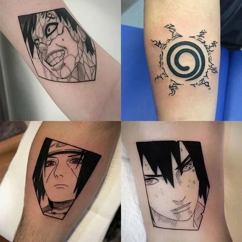 20pcs Anime Naruto Waterproof Tattoos Kawaii Cartoon Sticker Kakashi Itachi Temporary Tattoo Sticker Man Cosplay Props Kids Toys