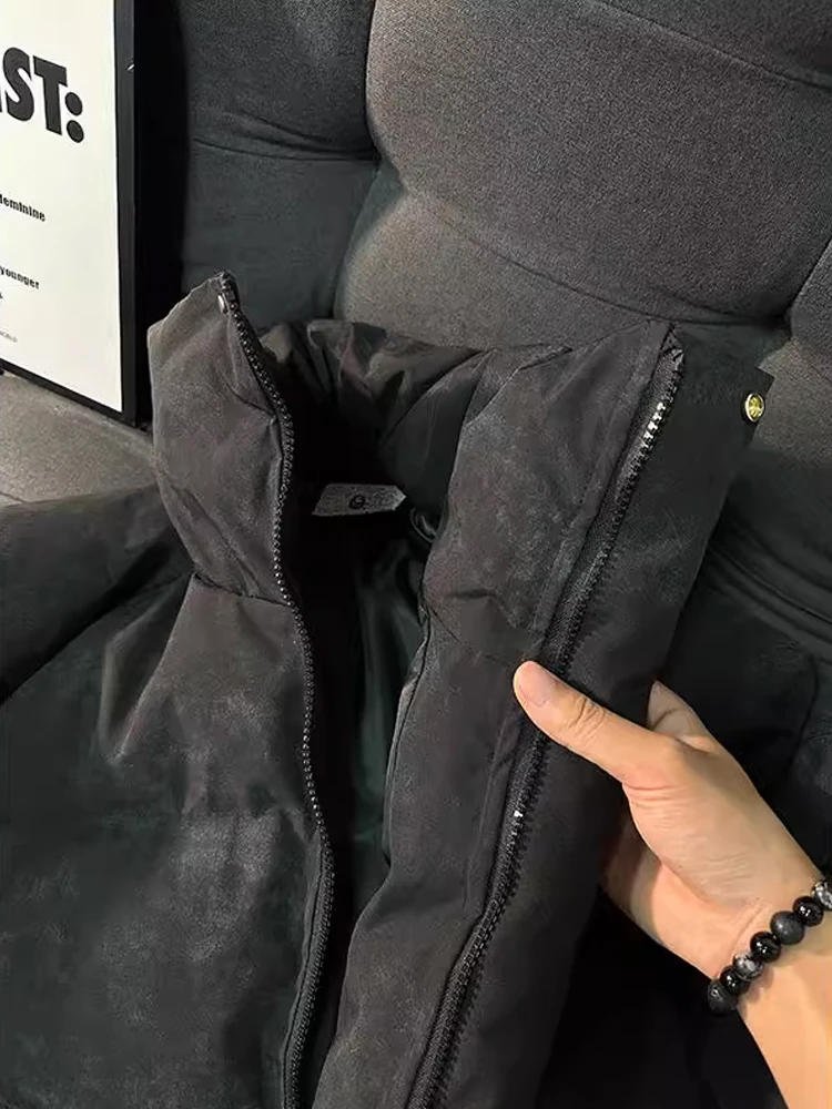 Chaqueta de Invierno Americana Teñida con Cuello Alto, Chaqueta de Aodón uesa para Hombre, Estilo Abrigo Corto, Ropa de A...