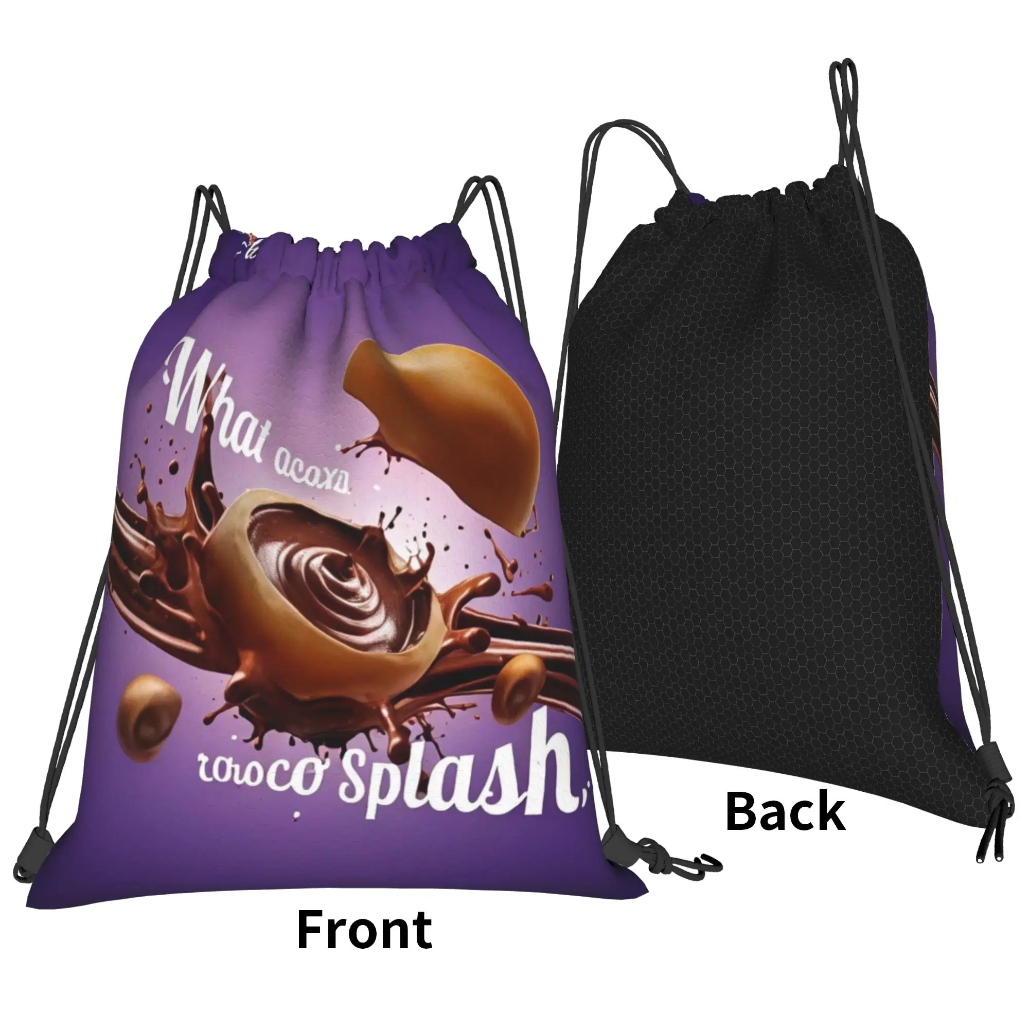 A-Alpenliebee Choco Splash Chocolate Burst Portable Travel Riding Gym Drawstring Storage Sporty Backpacks
