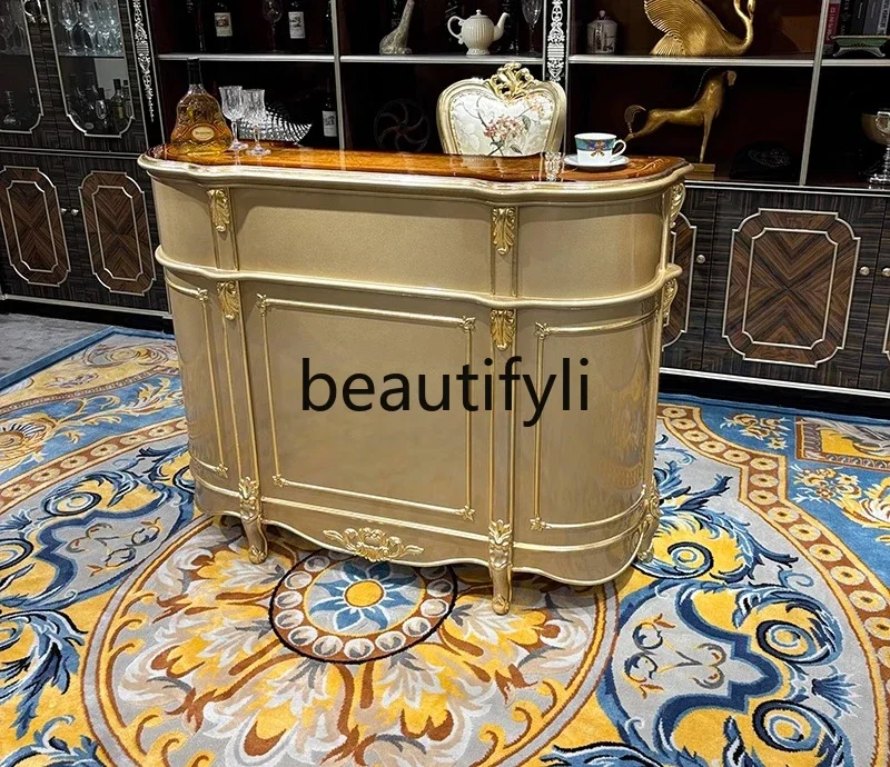

French solid wood, bar chair combination, European court, bar table, champagne neoclassical bar6220