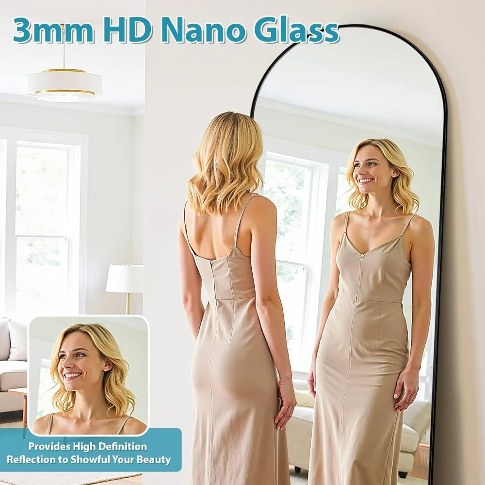 Oversized Freestanding Floor Mirror, 71x26 Full Body Standing Mirror with Hanging Mount for Home Decor