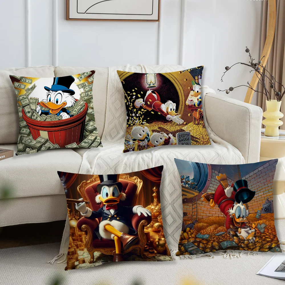 MINISO Cartoon S-Scrooge McDuck cushion cover Living Room Headboard Bedroom Office Cushion Cushion Sofa Nap Time Pillow Case