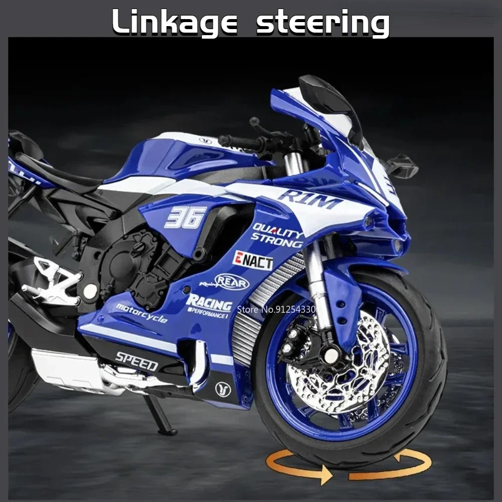 1:12 Yamaha R1M Toy Motorcycle Model Alloy Diecast with Shock Absorption Simulation Scale Motorcycle Model Toys for Kids Gifts