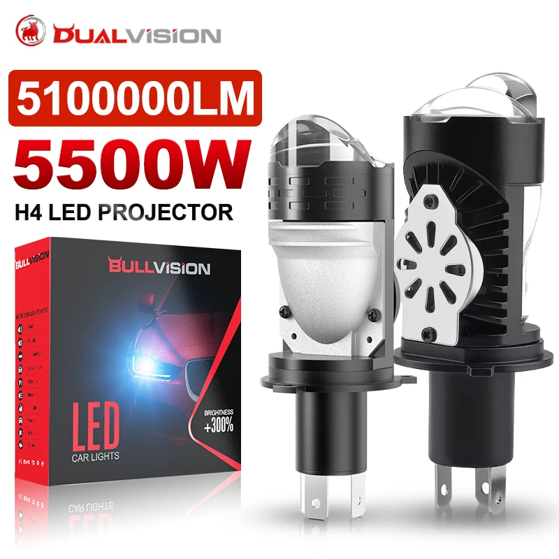 H4 ثنائية LED جهاز عرض صغير لين سيارة العلوي Canbus H4 مرحبا/لو شعاع لمبة مع مروحة تربو 5500 واط عالية الطاقة للسيارات دراجة نارية 12 فولت 24 فولت