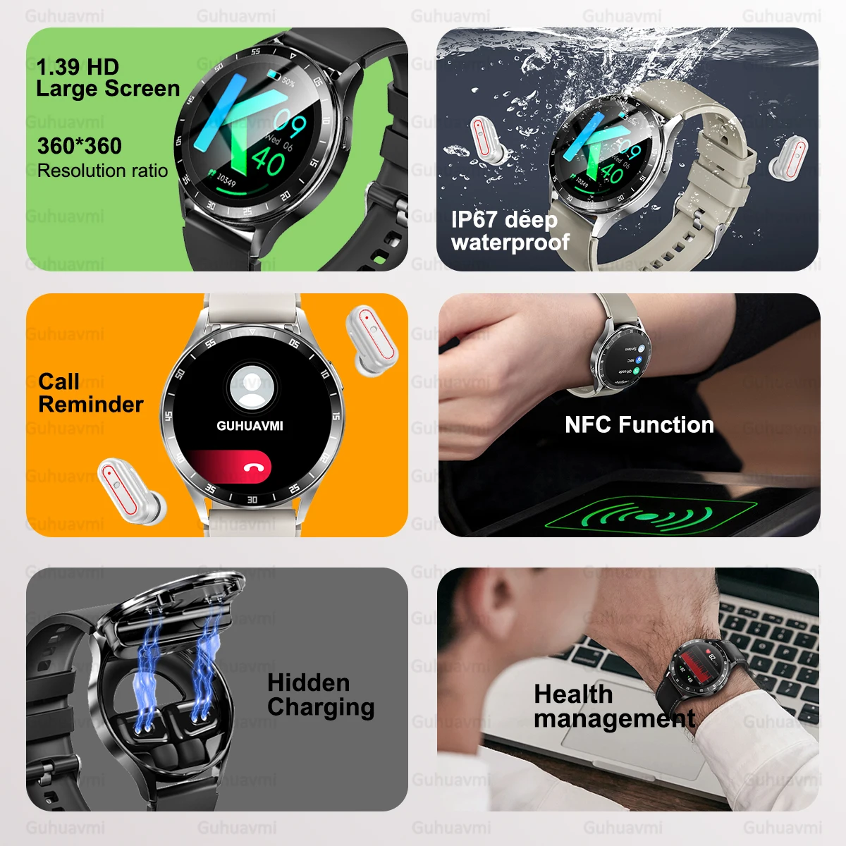 2024New NFC TWS Music Talk Smartwatch Earphone 2 In 1 Men Women  Fashion Smart Watch With Earbuds 4Hours Of Strong Sound Effects