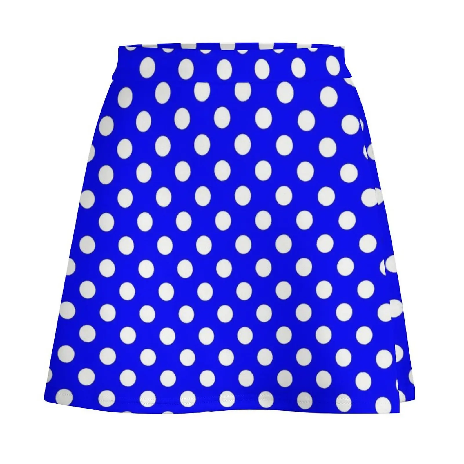 White Polka Dots on Cobalt Blue Background Mini Skirt School uniform Female clothing japanese fashion Mini Skirt