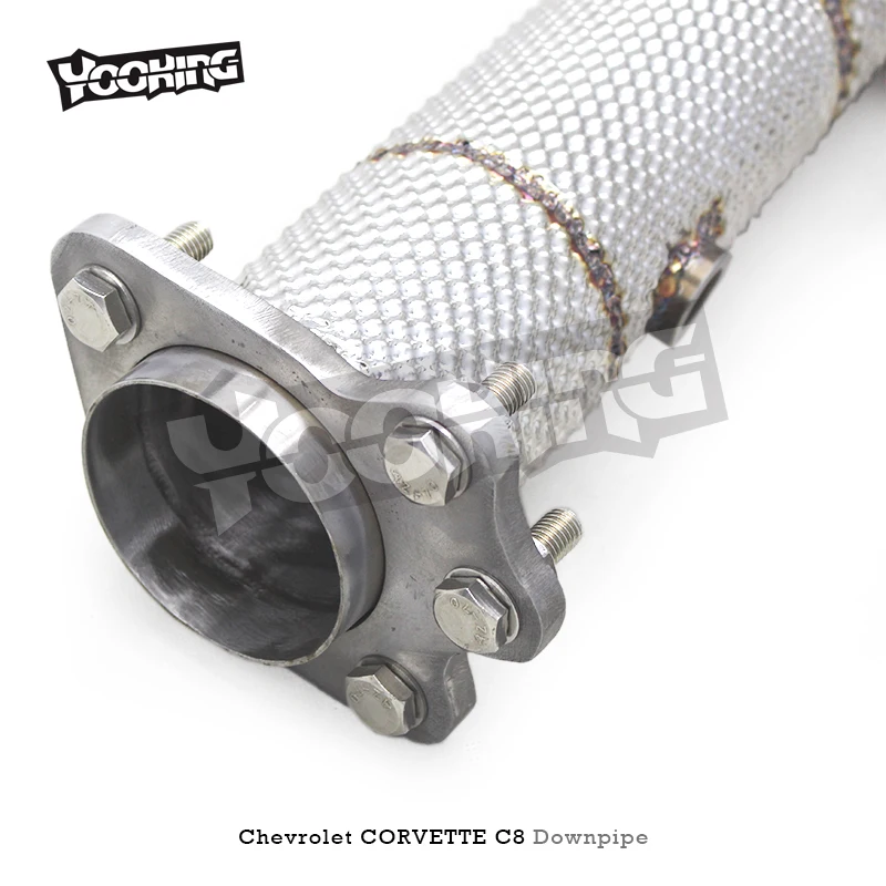 Tubo de escape reto oem para chevrolet corvette c8 2019-2023 tubo de escape de aço inoxidável com escudo térmico tubo de escape de corrida