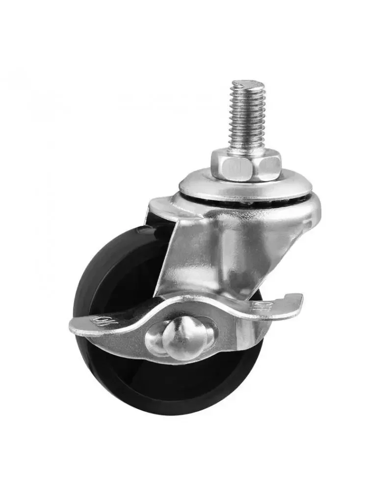 4 Pcs/Lot Casters 2 Inch Black Pp Screw Brake Wheel 8mm Side Diameter 50mm Furniture Universal