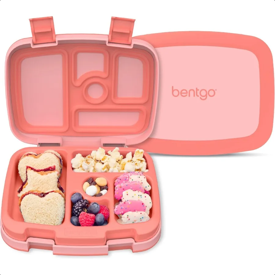 

BentoStyle 5Compartment LeakProof Lunch Box Ideal Portion Sizes for Ages 3 to 7 Durable DropProof Dishwasher Safe PFAS BPAFree