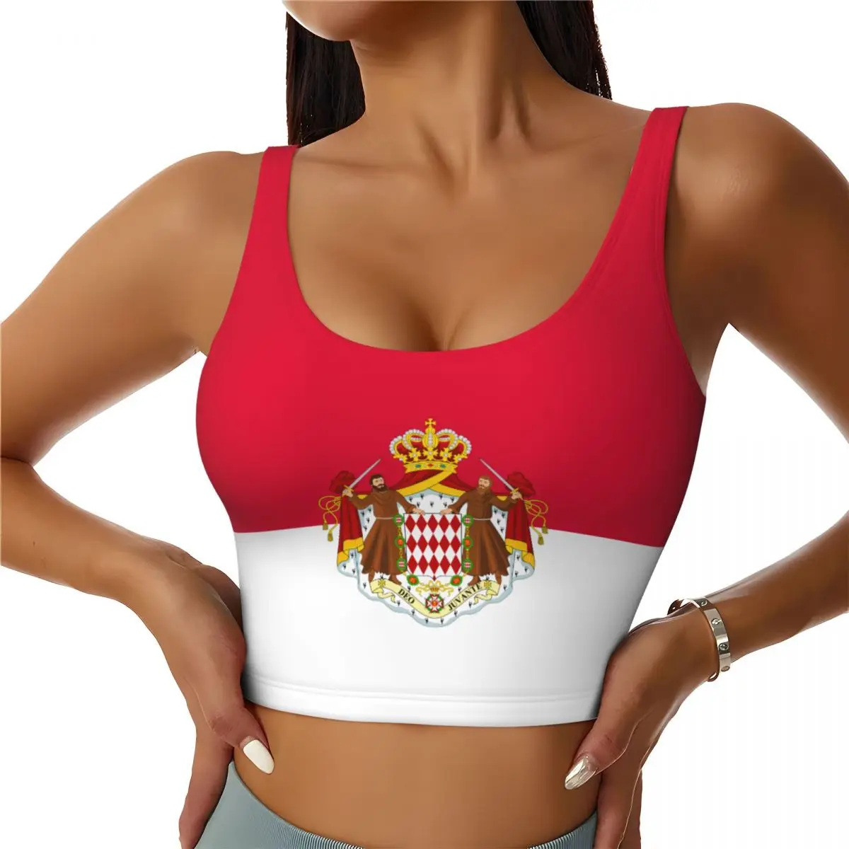 2026 Monaco Flag Print Women Activities Sports Vest Yoga Vest Workout Vest for Women Lightweight Trendy