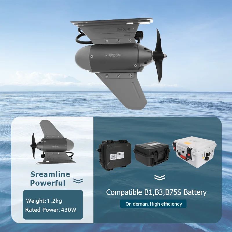 RS Y03-K Electric Fin Kayak Motor 1920Wh B1 LiFePo4 Battery Aluminum Alloy PVC Construction IP68 Protection Electric Thruster