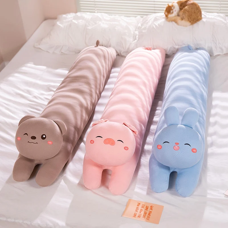 

Giant Cartoon Animals Long Plush Sleep Pillow Appease Soft Stuffed Pig Rabbit Bear Doll Bed Cushion Best Holiday Birthday Gift