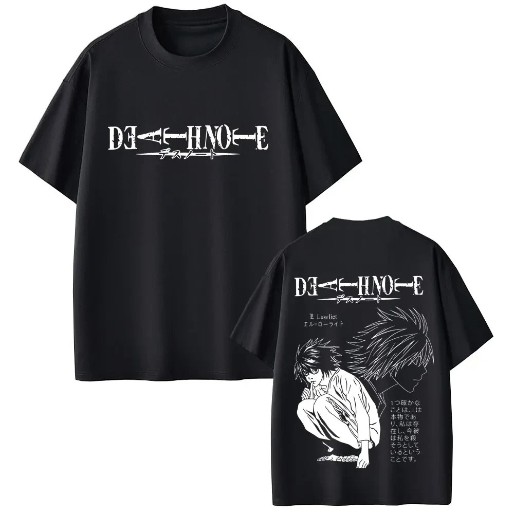 T-shirt Anime Death Note 2026 Yagami Light – T-shirts graphiques pour hommes et femmes, style manga, coupe oversize, streetwear vintage années 90