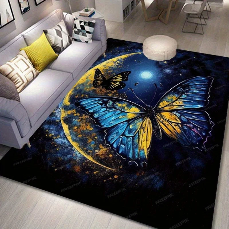 

Moonlit Butterfly Rug: Celestial Night Scene for Mystical Decor | Magical Floor Art Anti slip carpet can be machine washed