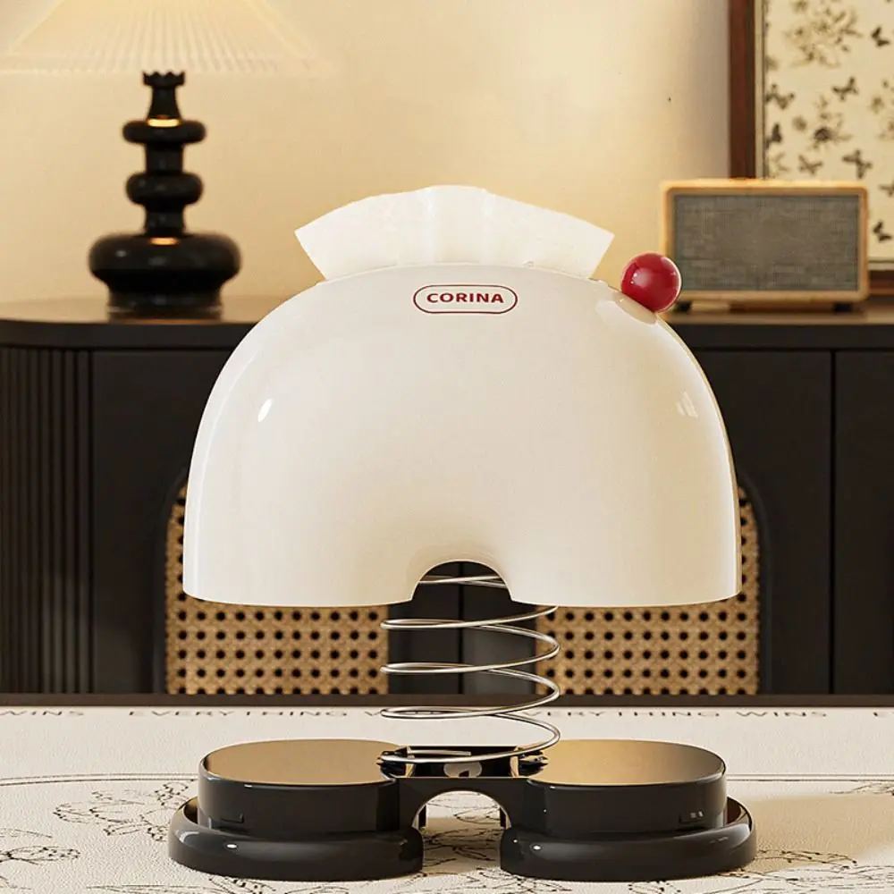 Decorative Light Luxury Tissue Box Rounded Corners Widen Tissue Organizer Built-in Spring Paper Storage Holder Bathroom