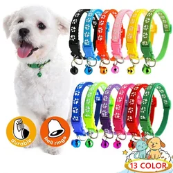 New Colorful Dog Collar Pet Collar With Bell Adjustable Printing Necklace For Cat and Puppy Candy Color Bell For Christmas